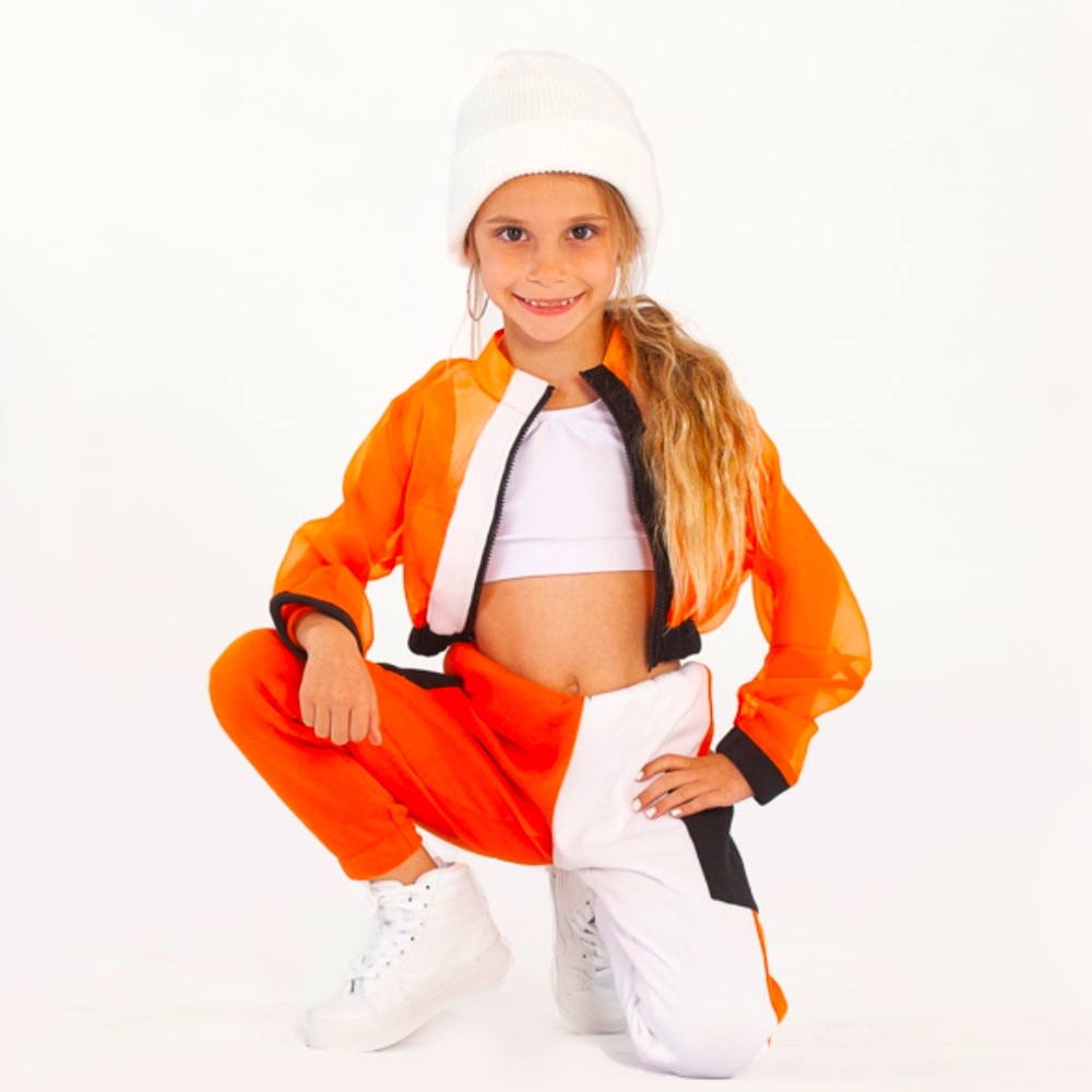 (S) Kids Dance Costume Breakdance 80s 90s Girl Costume 4 pc set HipHop Halloween